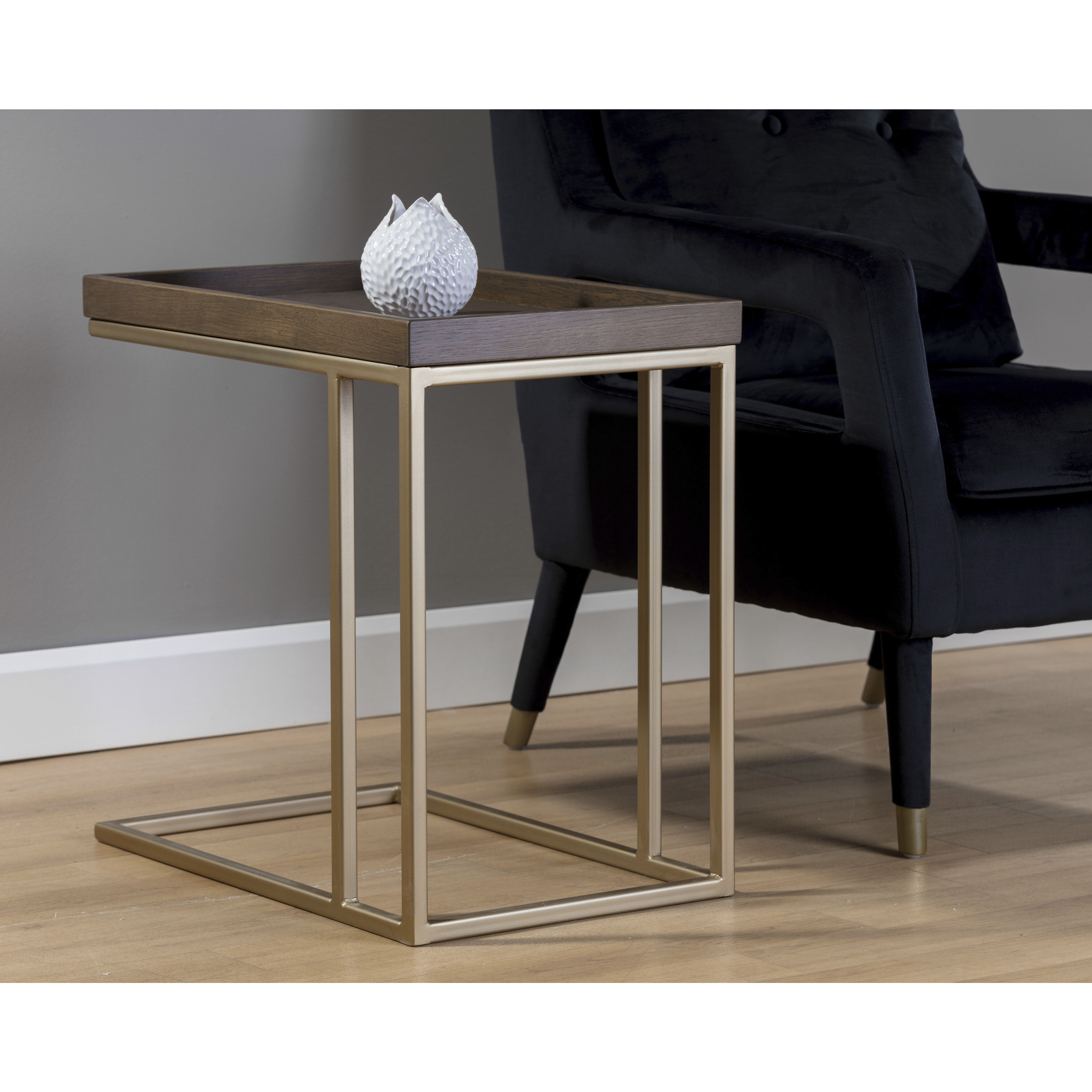 Arden 23.5 X 23.5 inch Gold / Raw Umber Side Table, C-Shaped